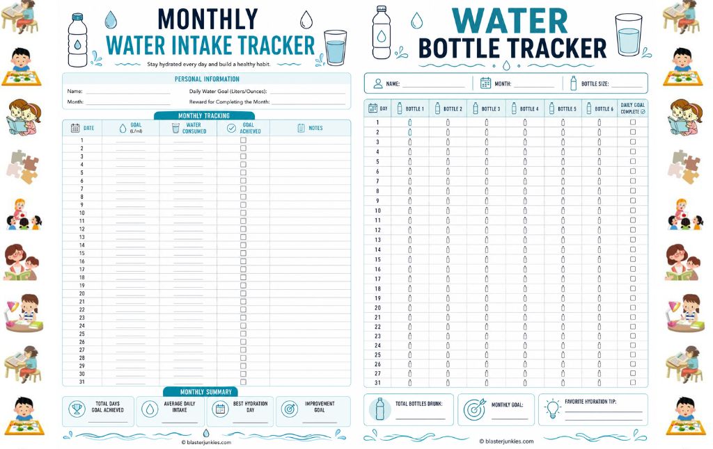 Monthly Water Tracker Printable for Kids: Making Hydration a Habit, Not a Nag