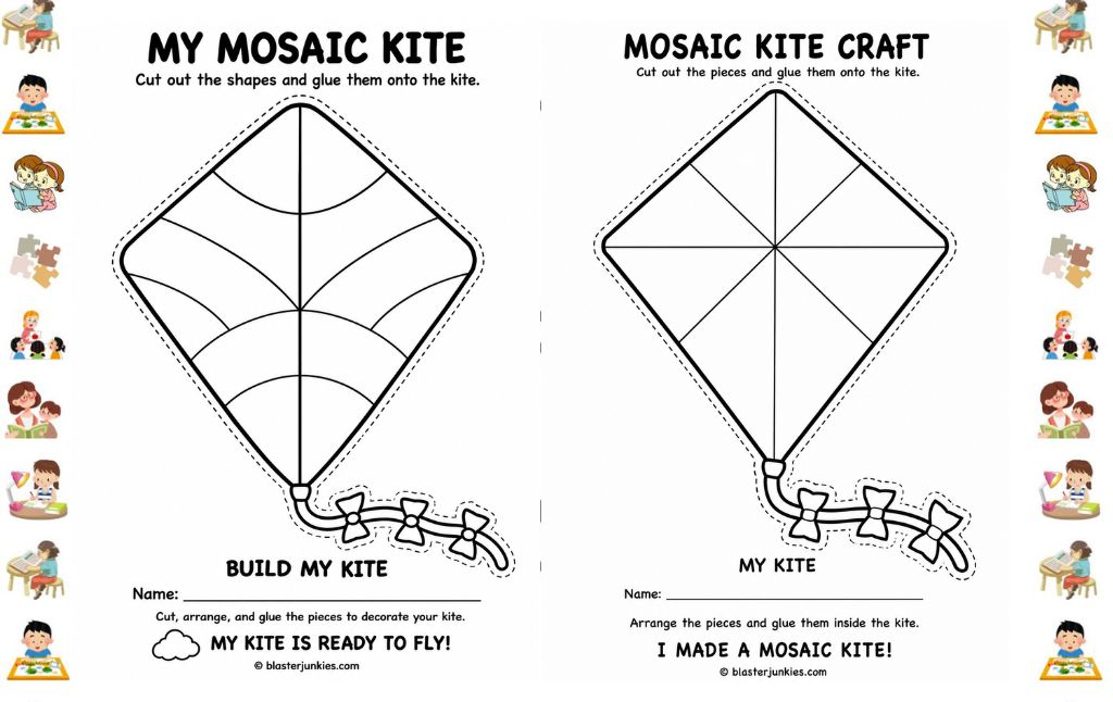 Mosaic Kite Craft Template
