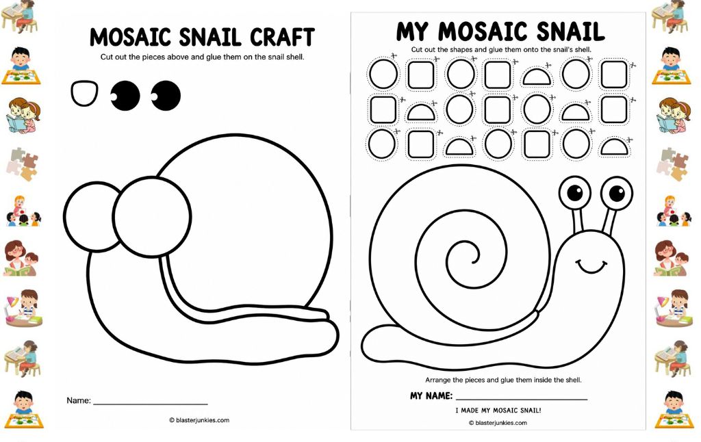 Mosaic Snail Craft Template