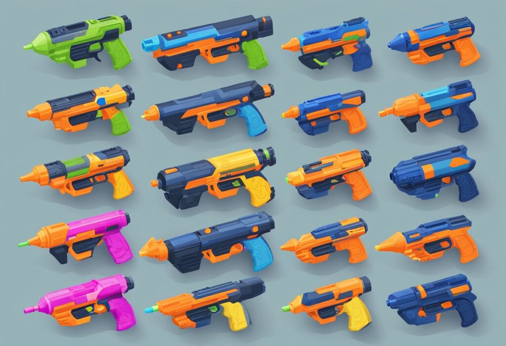 Nerf Gun of different types and colors