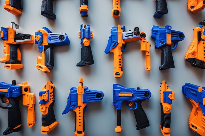 Nerf Guns hanging on the wall