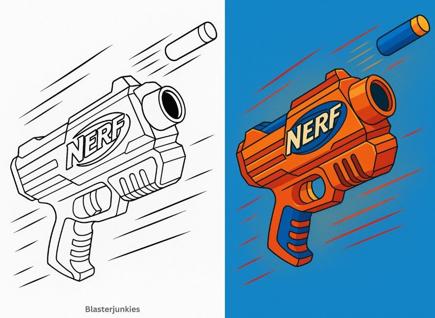 Nerf gun coloring pages free pdf