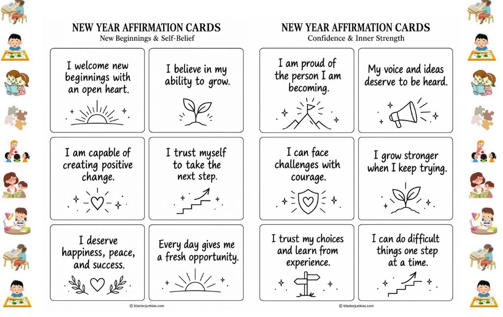 New Year Affirmation Cards Printable for Daily Motivation