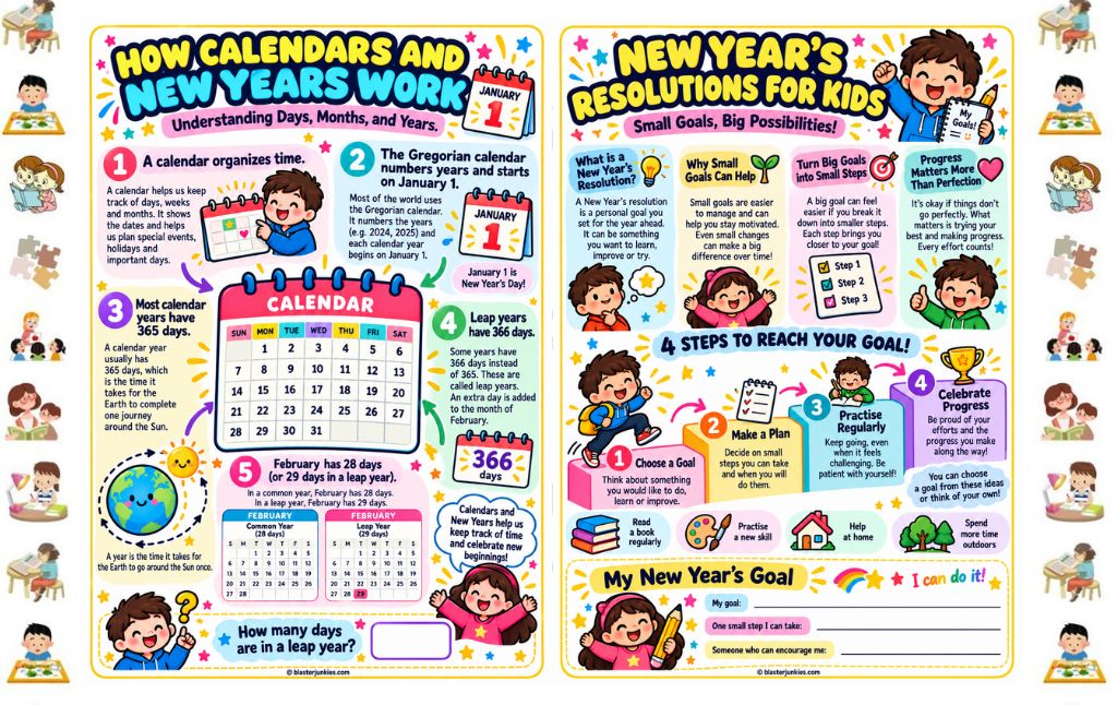 New Year’s Facts For Kids Printable: 10 Free Colorful Pages for Curious Learners