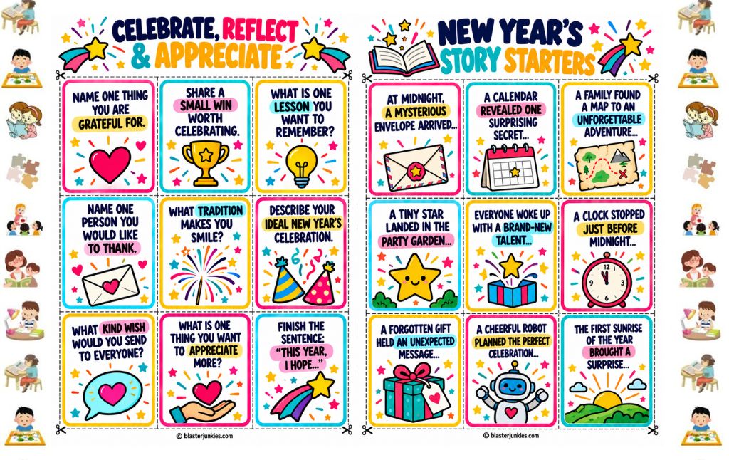 New Year’s Party Game Cards Printable: 90 Free Cards for Family Fun on the Big Night