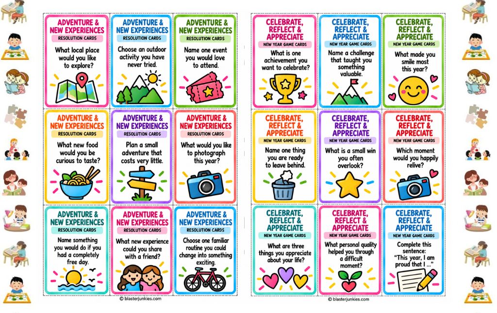 New Year’s Resolution Game Cards: 90 Free Printable Cards for Family Fun