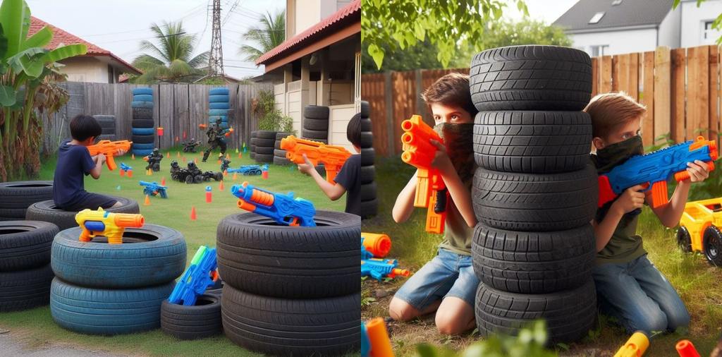 Obstacles of using recycled car tires for Nerf war