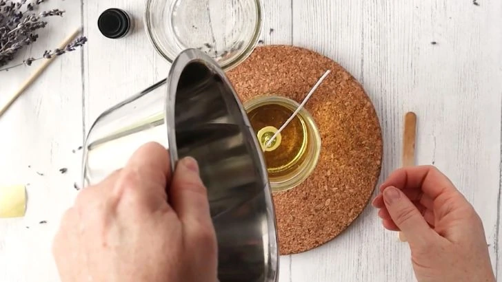 Pour Scented Wax Slowly Into Container