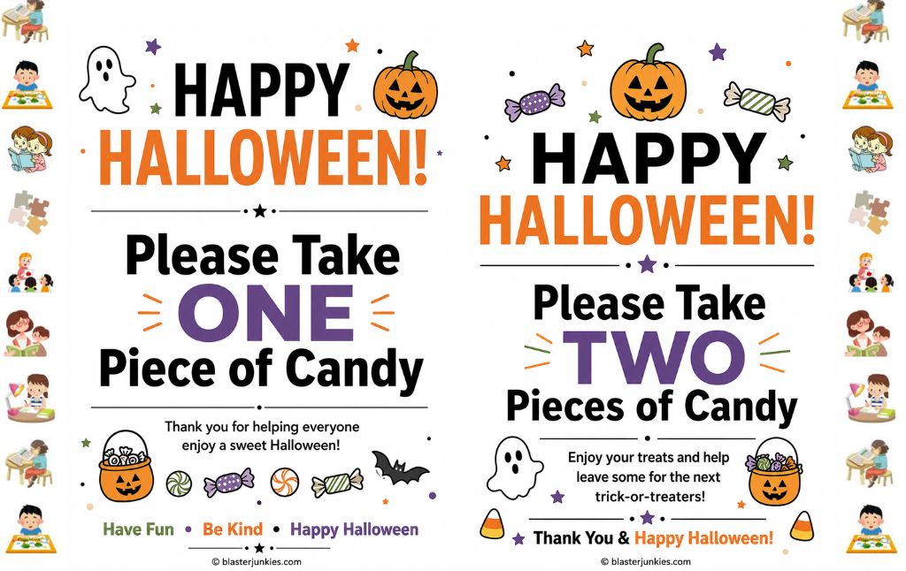 Printable Halloween Candy Signs