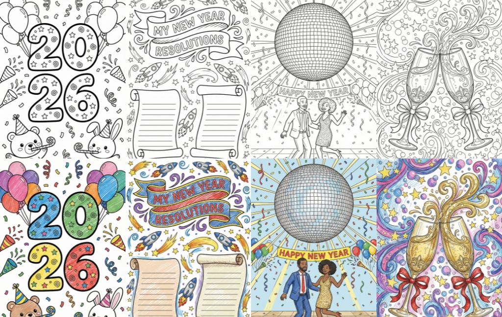 5 Free Printable New Year Coloring & Activity Pages for Kids (2026 Edition!)