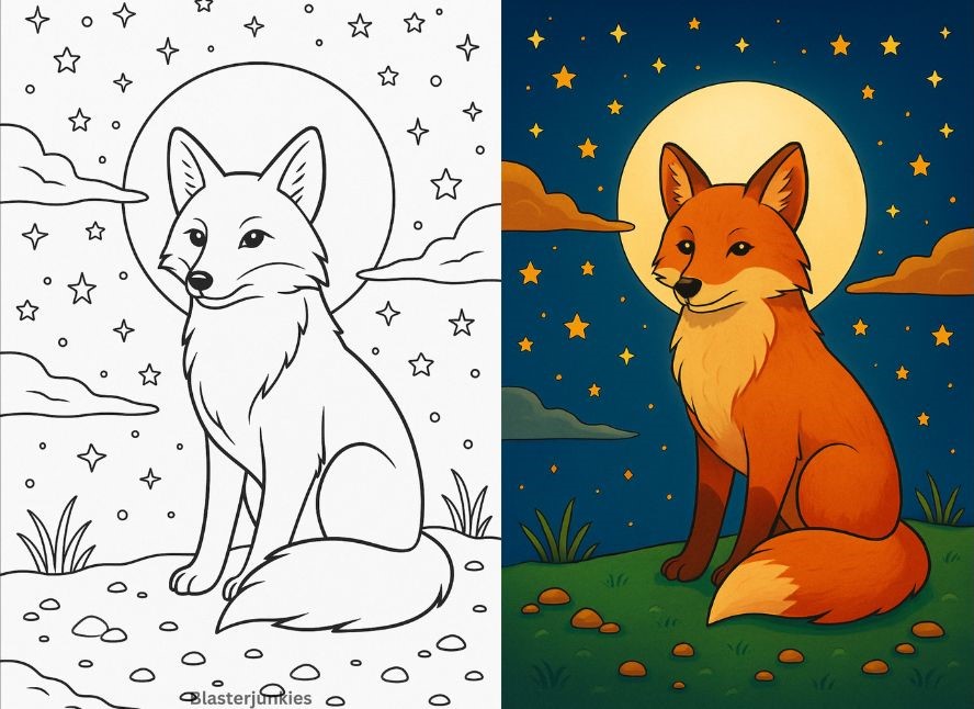 Realistic Fox Coloring Pages