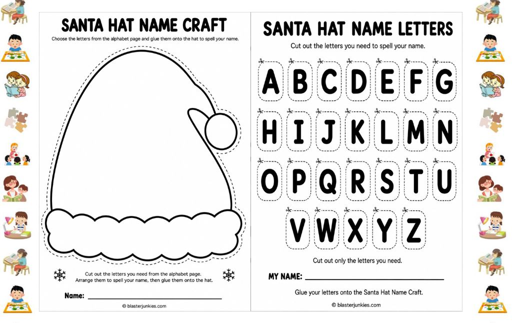 Santa Hat Printable Name Craft