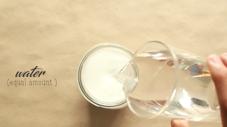 Start by mixing the glue with water in a 1:1 ratio