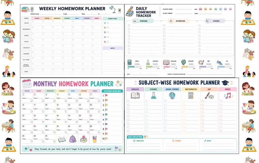 Student Homework Planner Printables