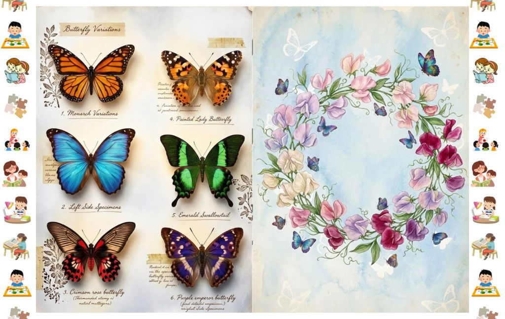 The Metamorphosis Collection 50 Unique Butterfly & Moth Junk Journal Pages.