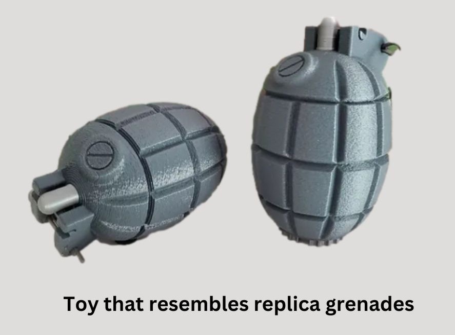 Toy that resembles replica grenades