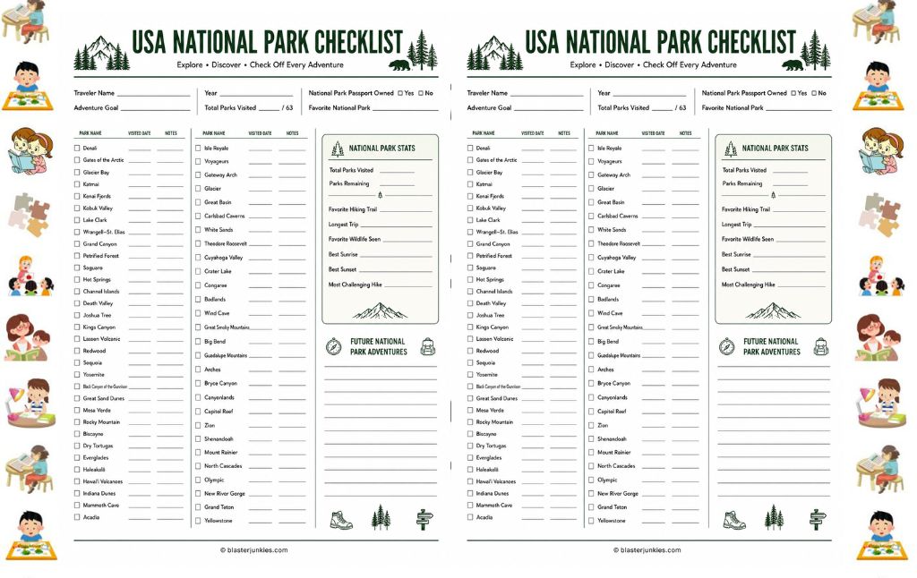 USA National Park Checklist Printable: Your Family’s Free Guide to All 63 Parks
