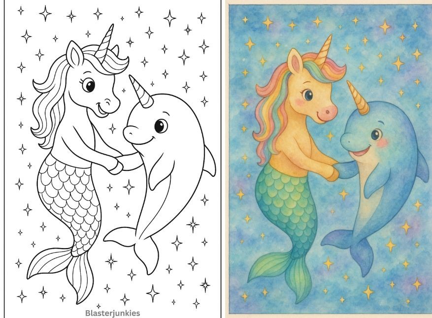 Unicorn Mermaid Coloring Pages