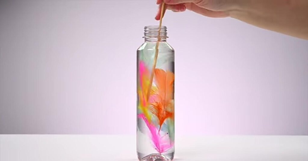 Upside Down Feather Sensory Bottle Decor