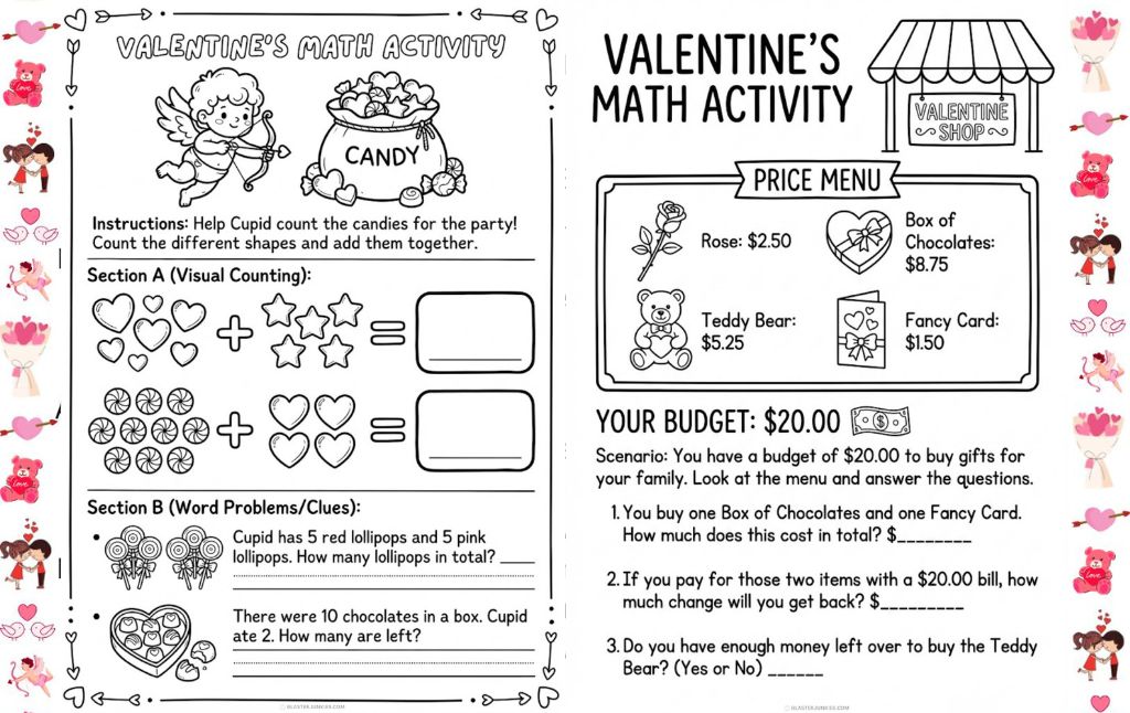 FREE Valentine’s Day Math Activity – 5 Free Printable Logic Puzzles (Grades 1-5)
