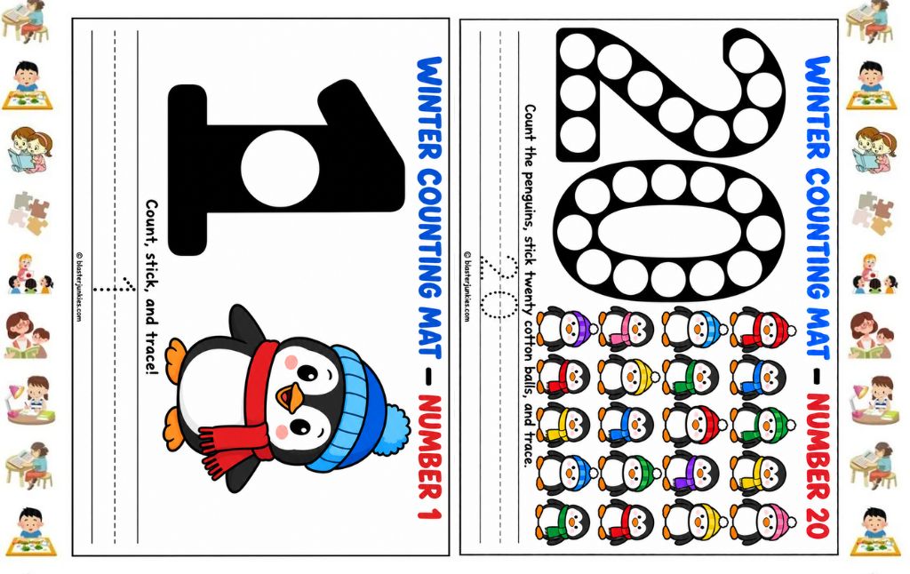 Winter Counting Mats for Preschool: 20 Free Printable Pages for Cozy Number Fun