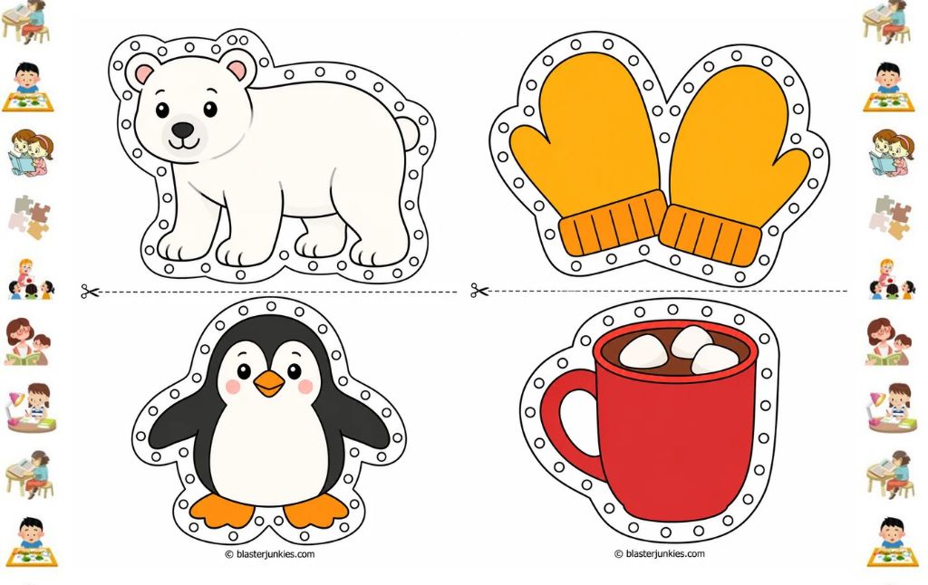 Winter Lacing Cards For Kids: 10 Free Printable Pages for Cozy Fine Motor Fun