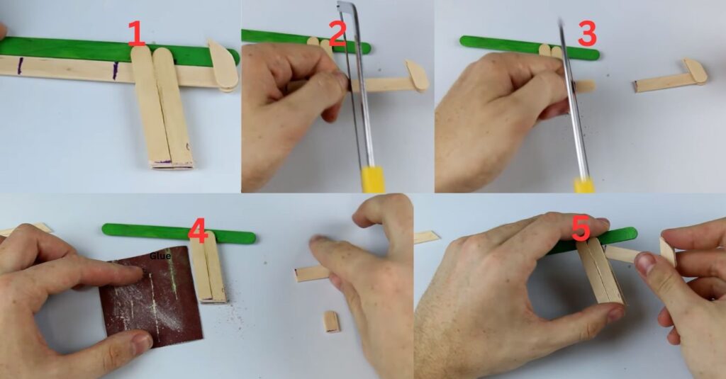 mark and cut two areas on the ice cream stick with a cutter