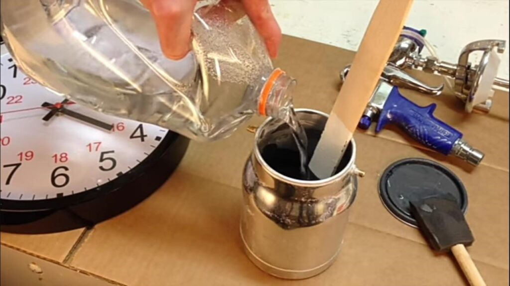 mixing water with paint